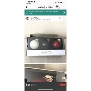 Jason Wu Neiman Marcus Holiday Ornament Set of 3 Elegant Designer Xmas Balls